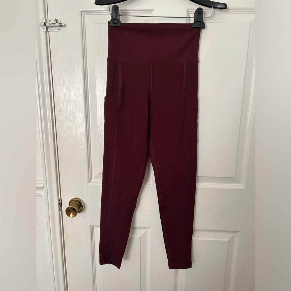 American Eagle Outfitters Wine High-Rise Leggings with Side Pockets